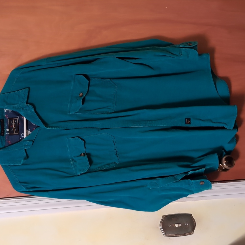 The Arrow Company Corduroy Vintage Long Sleeve Button Up Teal X-large